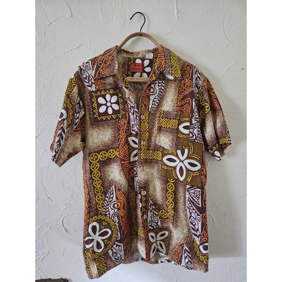 Sears Mens Vintage 60s Hawaiian Tiki  Shirt S 15 To 15.5 - Picture 1 of 7